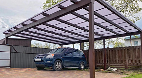 Навес для двух автомобилей 4*10*2,2 м из поликарбоната